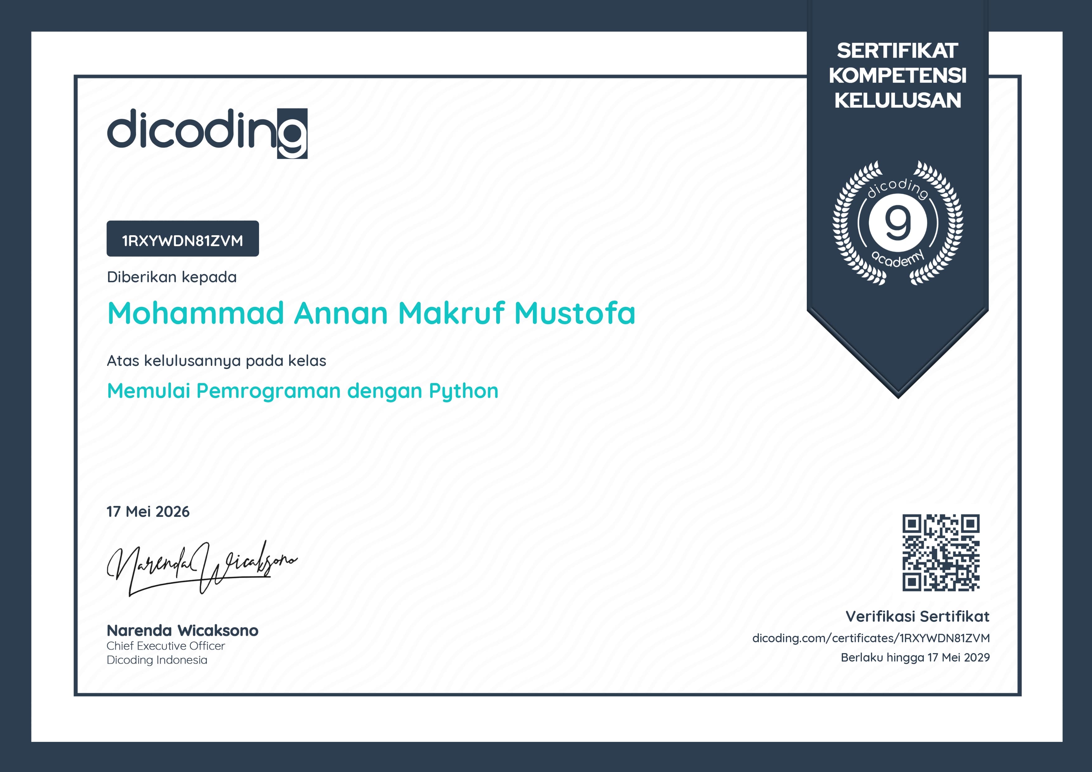 course certificate page 1